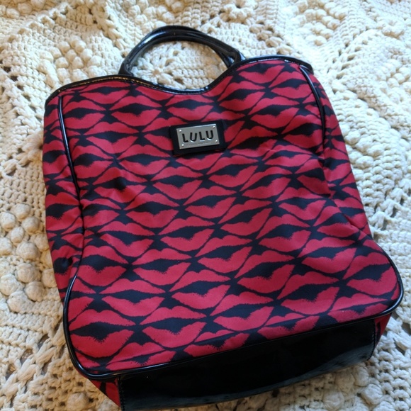 LULU by Lulu Guinness Lips purse tote red black - Picture 1 of 8